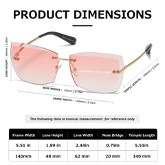 AEVOGUE Sunglasses For Women Oversized Rimless Diamond Cutting Lens Sun Glasses AE0534