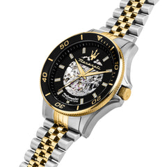 Maserati Men's Watch, Automatic, Analog, Steel Band,44.00, Sfida Collection - R8823140010 - Gold, Silver, Black