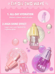 Shiglam Jelly Wow Moisturizing Lip Oil with Nourishing Glitter, Pink (Princess Vibes, 5g)