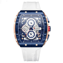 Men's waterproof chronograph watch with silicone strap, 8442 - white