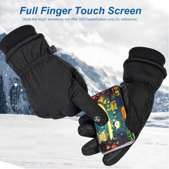 Winter Ski Gloves, Waterproof Touchscreen Snowboard Gloves, Windproof Warm Snow Gloves for Mens, Womens, Skiing, Snowboarding, Running and Cycling, One Size - Black