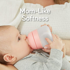 Nanobébé Flexy Silicone Baby Bottle, Anti-Colic, Natural Feel, Non-Collapsing Nipple, Non-Tip Stable Base, Easy to Clean, 3-Pack, Pink, 270 ml 9oz