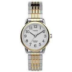 Timex Women's Easy Reader 25mm Perfect Fit Watch – Two-Tone Case White Dial with Two-Tone Expansion Band