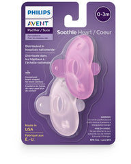 AVENT Philips Soothie Heart Pacifier, 0-3 Months, Pink/Light Pink, 4 Pack, SCF099/42