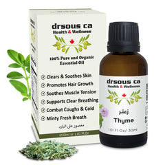 Drsous Ca Thyme Essential Oil 30ml | 100% Pure and Undiluted Cold Pressed Therapeutic Grade Thyme Oil for Skin, Hair care, Cough Relief | Made in Palestine