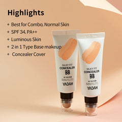 YADAH Silky Fit Concealer BB Power Brightening (SPF34+ PA++) - 23 Natural Beige, 35ml