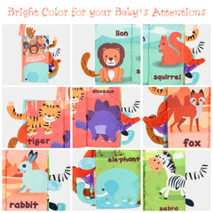 Vicloon Baby Books 0-6 Months, Soft Cloth Books Baby Books Bath Books, Infant Tummy Time Toys High Contrast Sensory Baby Toys Crinkle Squeaky Washable Chewable Non-Toxic Early Educational Book