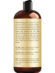 Handcraft Blends USDA Organic Jojoba Oil - Cold-Pressed 16 Fl Oz - 100% Pure and Natural - Premium Grade Carrier Oil for Skin and Hair - Hair and Body - Massage - Hexane-Free