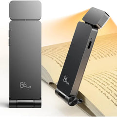 86LUX Pocket E1 Rechargeable Clip-On Book Light | 3 Colors, Stepless Dimming, 80Hr Battery - Ultra Lightweight