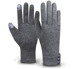 Tomily Womens Touch Screen Phone Fleece Windproof Gloves Winter Warm Wear - Gray