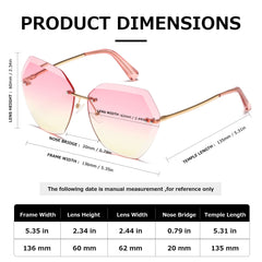 AEVOGUE Sunglasses For Women Oversized Rimless Diamond Cutting Lens Sun Glasses AE0534
