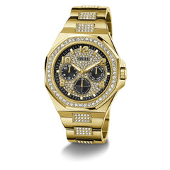Guess Empire Multi-Function Analog Watch for Men, 46 mm Case Width, Gold Tone/Black