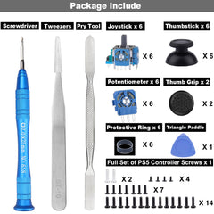 IKPEK 6pcs Analog 3D Joysticks Replacement for PS5 Controller, Joysticks Part with Repair Screwdriver Kit for Playstation 5 DualSense Controller