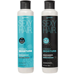 SexyHair I WANT MOISTURE Shampoo and Conditioner, 10.1oz Bundle | Tames Frizz | Increases Shine by 60% | All Hair Types