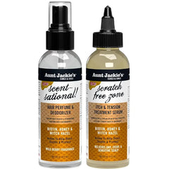 Aunt Jackie's Braid + Twist Collection Scratch Free Zone & Scent Sational With Witch Hazel, Biotin, and Honey 4 fl oz (2 Products)
