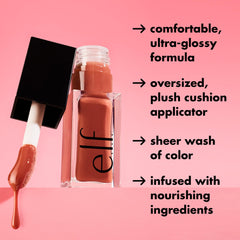 e.l.f. Glow Reviver Lip Oil, Nourishing, Tinted Lip Oil for a High Gloss Finish, Enriched with Jojoba Oil, Vegan & Cruelty Free, Jam Session