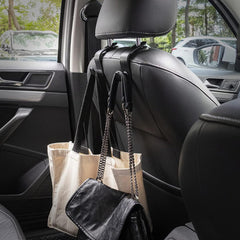 ECVV Car Seat Headrest Hooks for Back Organizer Hanger Storage Hook Purse Holder fit Universal Vehicle Women Bag Clothes Coats Grocery Bags 4 Pack (Black)