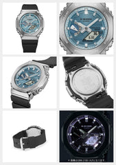 G-Shock Casio GBM-2100 Tough Solar Wristwatch, Metal Cover, Bluetooth Included, Biomass Plastic, Silver/Blue Import from Japan New