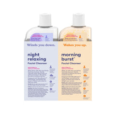 Clean & Clear 2-Pack Day and Night Face Cleanser Citrus Morning Burst Facial Cleanser with Vitamin C and Cucumber, Relaxing Night Facial Cleanser with Sea Minerals, Oil Free & Hypoallergenic Face Wash
