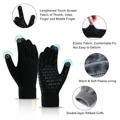 TERRIFI 2 Pairs of Winter Knit Gloves, Warm Full Fingers Men Women with Upgraded Touch Screen - Anti-Slip Glove Fleece Lined for Winter Outdoor sports for Winter Outdoor sports, 21x11CM