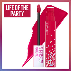 Maybelline Super Stay Matte Ink Liquid Lipstick, Transfer-Proof, Long-Lasting, Limited-Edition Birthday-Cake-Scented Shades, Life of the Party, 0.17 fl oz