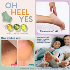 Dr. Frederick's Original Moisturizing Heel Socks for Cracked Heel Treatment - 2 Pairs - Socks for Dry Feet - Cracked Skin Repair & Overnight Hydration - Foot Care for Women & Men - Green Aloe