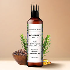 Majestic Pure 100% Pure Oil with Biotin for Hair Care, Strengthening, Nourishing and Volumising Formula with Jojoba Oil and Castor Oil - GMO Free Verified (6.7 Fl Oz (Pack of 2), Rosemary)