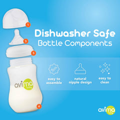 Avima 9 oz. Anti Colic Baby Bottles, BPA Free, Wide Neck with Medium Flow (Set of 3)