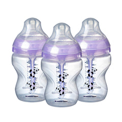 Tommee Tippee Anti-Colic Baby Bottles, Slow Flow Breast-Like and Unique Anti-Colic Venting System, 9oz, 3 Count, Purple Pandas