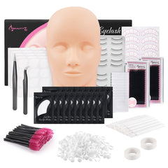 Beauty7 Makeup Practice Face Lash Mannequin Head Lash Extension Training Kit Lash Kit for Eyelash Extensions Beginners,Training Makeup and Eyelash Graft with tweezers, eyelashes, eye patches
