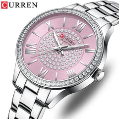 Curren 9084 Fashion Casual Luxury Quartz Women's Watches Waterproof Automatic Watches Original Design Elelgant Lover's Gift Diamond Gold Women's Watch - Silver