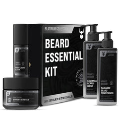 The Beard Struggle Beard Growth Kit for Men Essential Beard Kit includes Beard Balm, Beard Oil, Beard Wash, & Beard Conditioner - Beard Grooming Kit for Men - Platinum Collection - Vanir's Wisdom