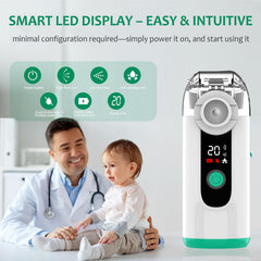 Bouldon Hand-held Nebulizer for Respiratory System, Portable Nebulizer with Self-Clean Mode, Rechargeable Nebulizer for Adults and Kids