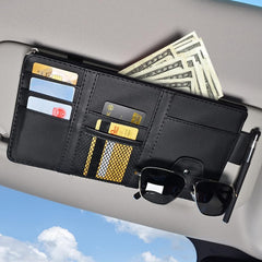 NEAGLORY Car Sun Visor Organizer Auto Car Visor Pocket and Interior Accessories Car Truck Visor Storage Pouch Holder with Multi-Pocket Net Zippers, Black