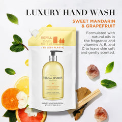 Baylis & Harding Sweet Mandarin & Grapefruit Hand Wash Refill Pouch 1 Litre | Enriched with Natural Oils & Vitamins A, B, C | Fruity & Floral Fragrance | Eco-Friendly Refill for 2 x 500ml Bottles