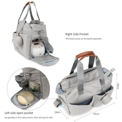 MOMIGO Breast Pump Bag - Baby Diaper Tote Bag with Laptop Sleeve Fit 15 Inch Laptop and Insulation Pocket, Fit Most Breast Pumps Like Medela, Spectra S1,S2 AVENT (Brown)