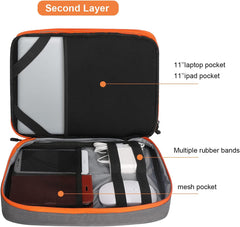 Travel Electronic Accessories Organizer, Cokia Large Capacity Storage Handbag Cable Organizer Bag Waterproof Carry Pouch for 11.6''Laptop,Tablet,Cellphone,Hard Drives, Power - Grey