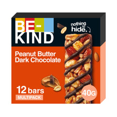 BE-KIND Peanut Butter Dark Chocolate Snack Bar, Gluten Free Snacks, High Fibre, Source of Protein, No Artificial Preservatives, No Artificial Colors, No Artificial Flavours - 40g - Pack of 12