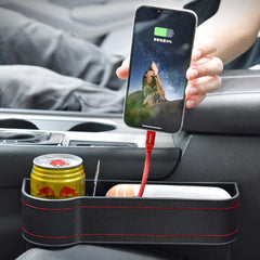 ECVV 2 Pack Car Seat Gap Organizer Storage Box Cup Holder Car Console Side Pockets PU Leather Cellphones Key Cards Sunglasses Small Items Car Interior Accessories