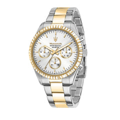 Maserati COMPETIZIONE 43 mm Multifunction Men's Watch, Gold, Quartz Movement - Metallic/White