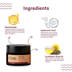COAL CLEAN BEAUTY Hydrating Day Cream | Sunflower Seed Oil, Olive Oil, Niacinamide, Cocoa Butter, Shea Butter, | Improves Skin Elasticity & Relieves Dryness | Women | All Skin Types, 30 g (Pack of 1)
