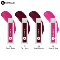 SUGAR Cosmetics Smudge Me Not Liptsick Minis Set - Pink, Ultra Matte Liquid Lipstick, Transferproof and Waterproof, Lasts Up to 12hrs (Gift Set | Pack of 4)