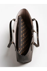 GUESS Women's Eco Brenton Tote Handbag, BROWN LOGO