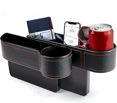 REKOBON Car Seat Gap Filler Pack of 2, Car Seat Gap Storage Box with Cup Holder, PU Leather Car Organizer Front Seat Filler for Drive and Passenger Side