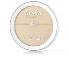 Lavera Satin Compact Powder -Medium 02- nude - Organic Almond Oil & Organic Rice Powder - Vegan - Mattifying - Long-Lasting - Velvety Texture (1 x 9,5g)