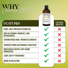 Drsous Ca Organic Sesame Seed Oil 100ml | 100% Cold Pressed Virgin Sesame Undiluted Therapeutic Grade Massage Oil | Soothes Skin and Good for Hair Growth | Made in Palestine