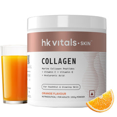 HealthKart HK Vitals Skin Radiance Collagen Powder, Marine Collagen (Orange, 200 g), Collagen Supplements for Women & Men with Biotin, Vitamin C, E, Sodium Hyaluronate, for Healthy Skin, Hair & Nails
