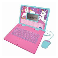 Lexibook Unicorn - Educational and Bilingual Laptop French/English - Toy for Children with 124 Activities to Learn Mathematics, Dactylography, Logic, Clock reading, Play Games and Music
