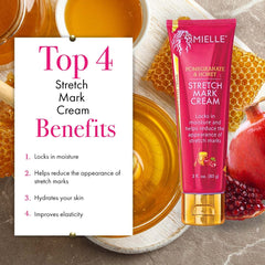 Mielle Organics Pomegranate & Honey Stretch Mark Cream, Sulfate and Paraben Free, 3 Ounces