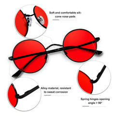 KANASTAL Hippie Round Polarized Sunglasses for Women Men, Small Circle Sun Glasses Classic Vintage Retro Shades Metal Frame UV400 Protection